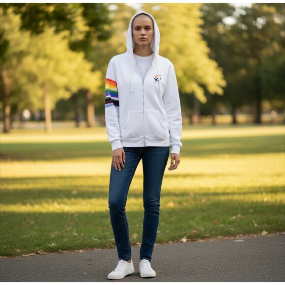 Peloton Tops - Peloton Pride "Lead With Love" Zip-Up Hoodie w/ Rainbow Large NWOT